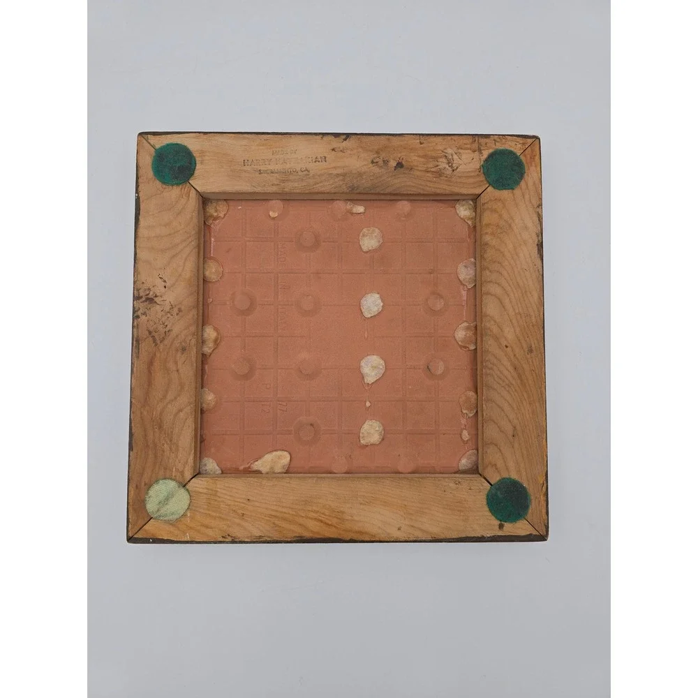Vintage Framed Ceramic‎ Tile Made in Italy Brown Floral Scroll 9.25in
